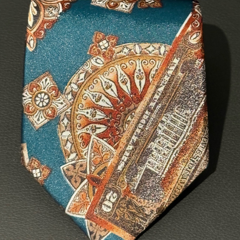 KETCH DOLLAR BILL GEOMETRIC MULTI COLOR SILK MENS Neck Tie W:3 1/4 BY L:58